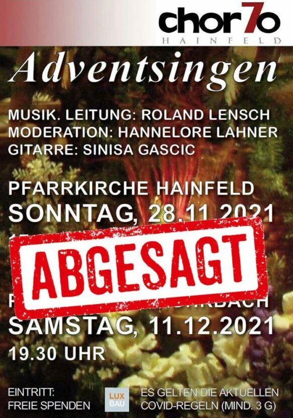 Adventsingen in Hainfeld und Rohrbach abgesagt